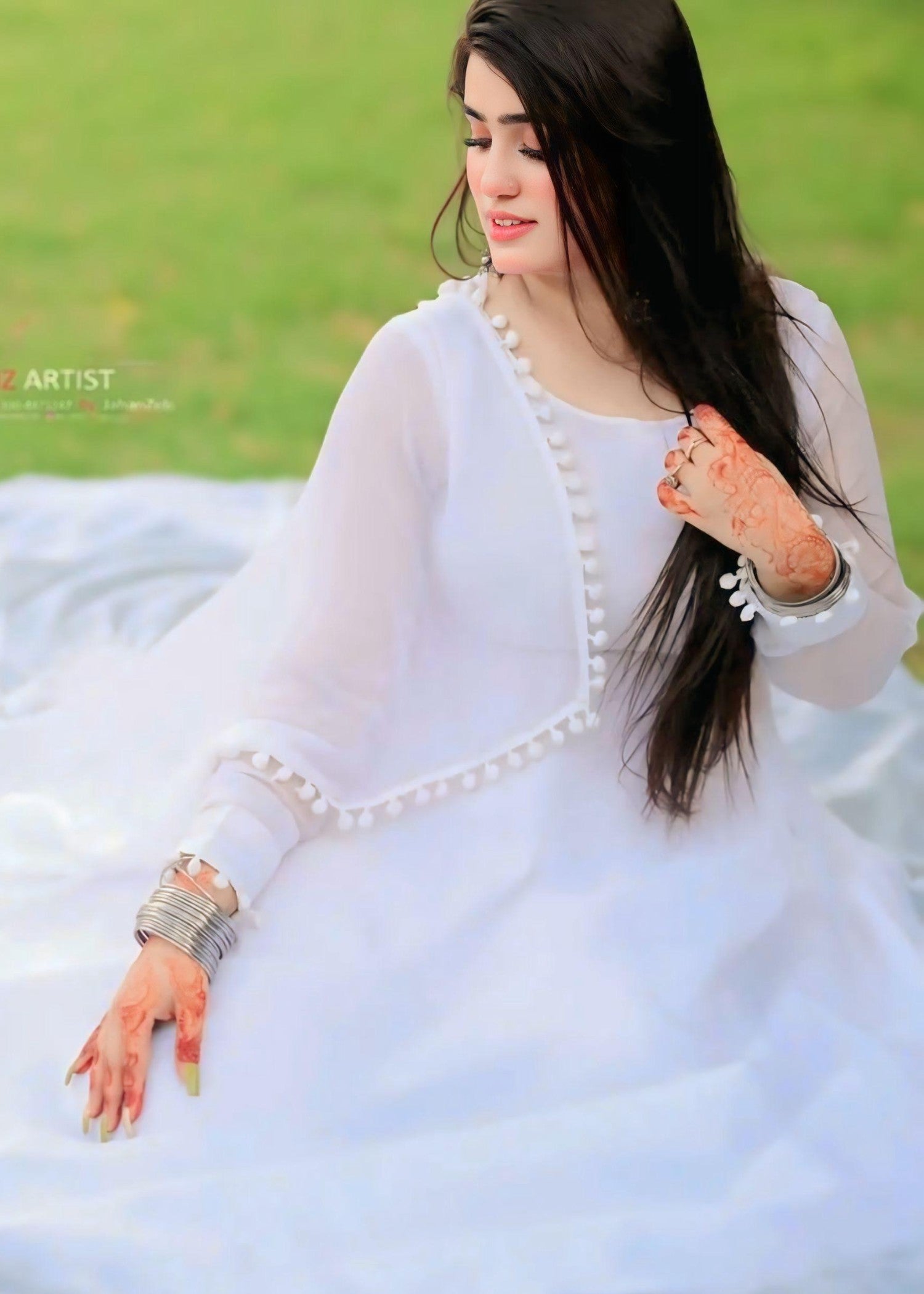 Anabiya Rivaj anarkali white Women 2pcs