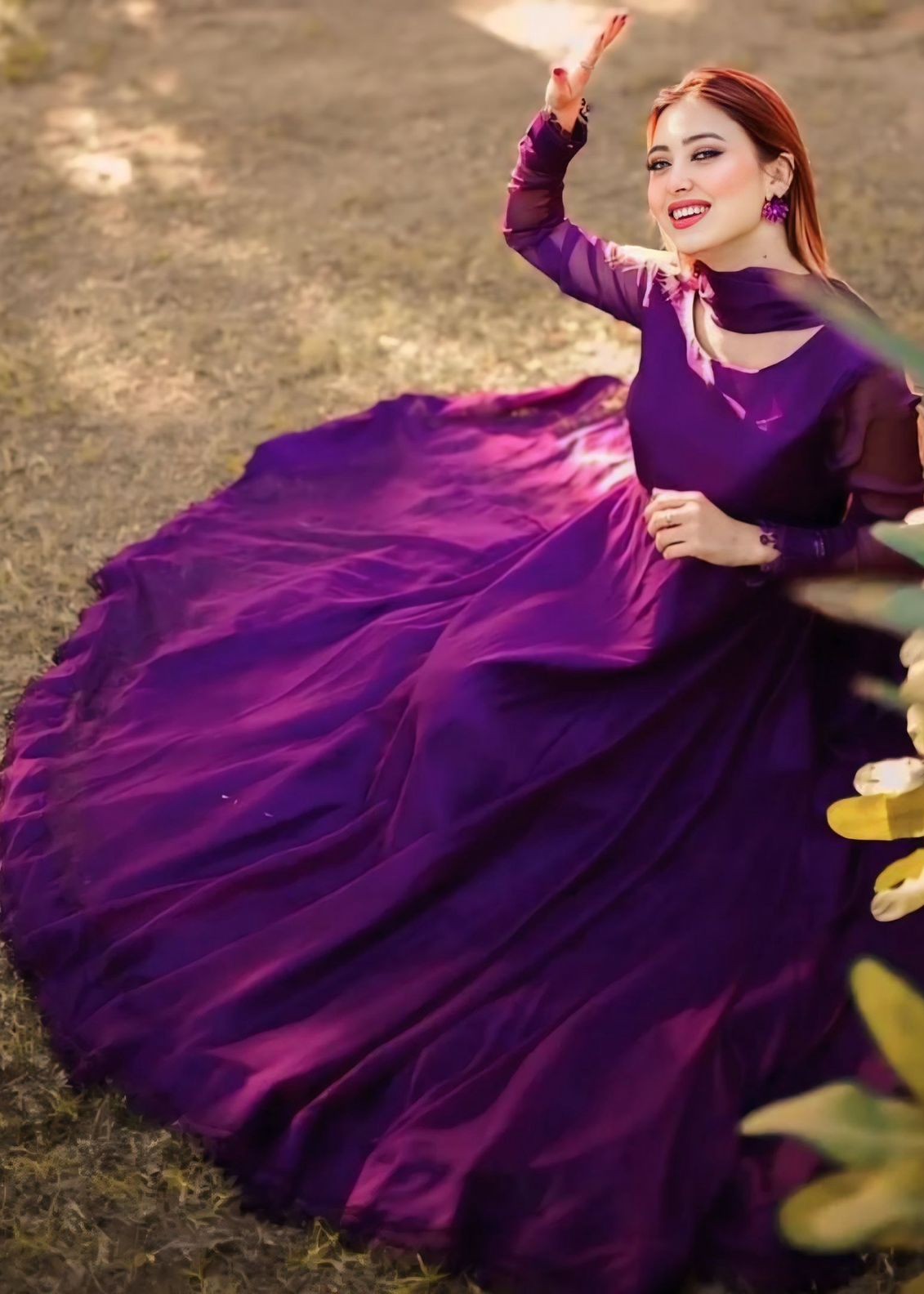 Anabiya Riwaaj anarkali Plum Women 2pcs