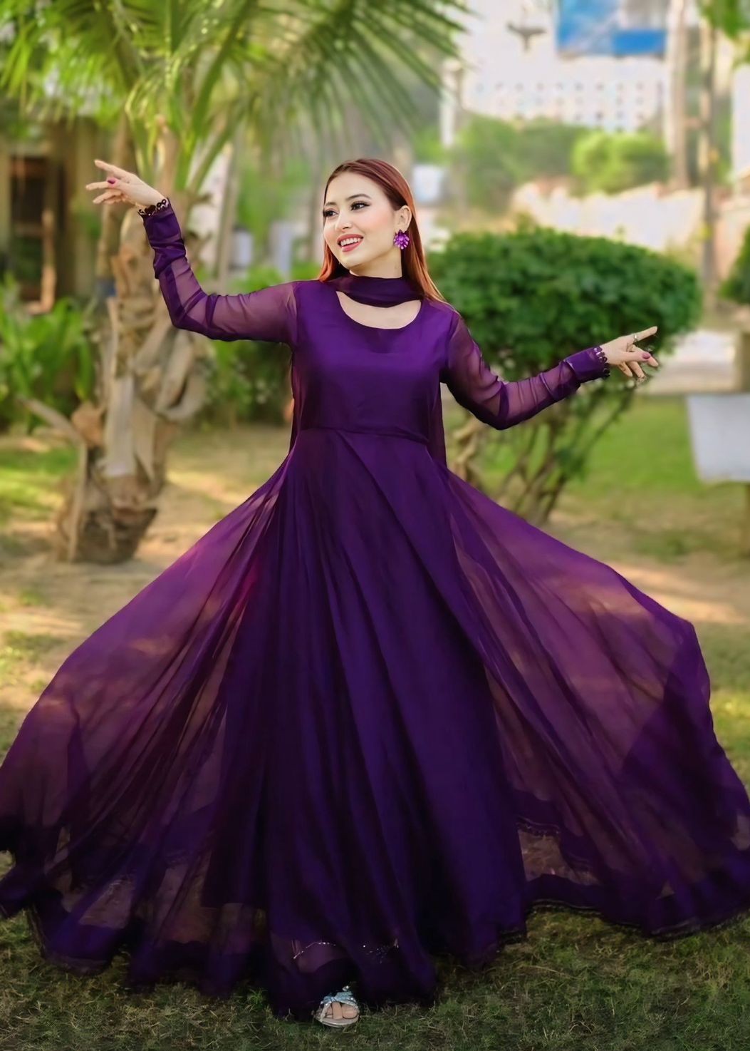 Anabiya Riwaaj anarkali Plum Women 2pcs