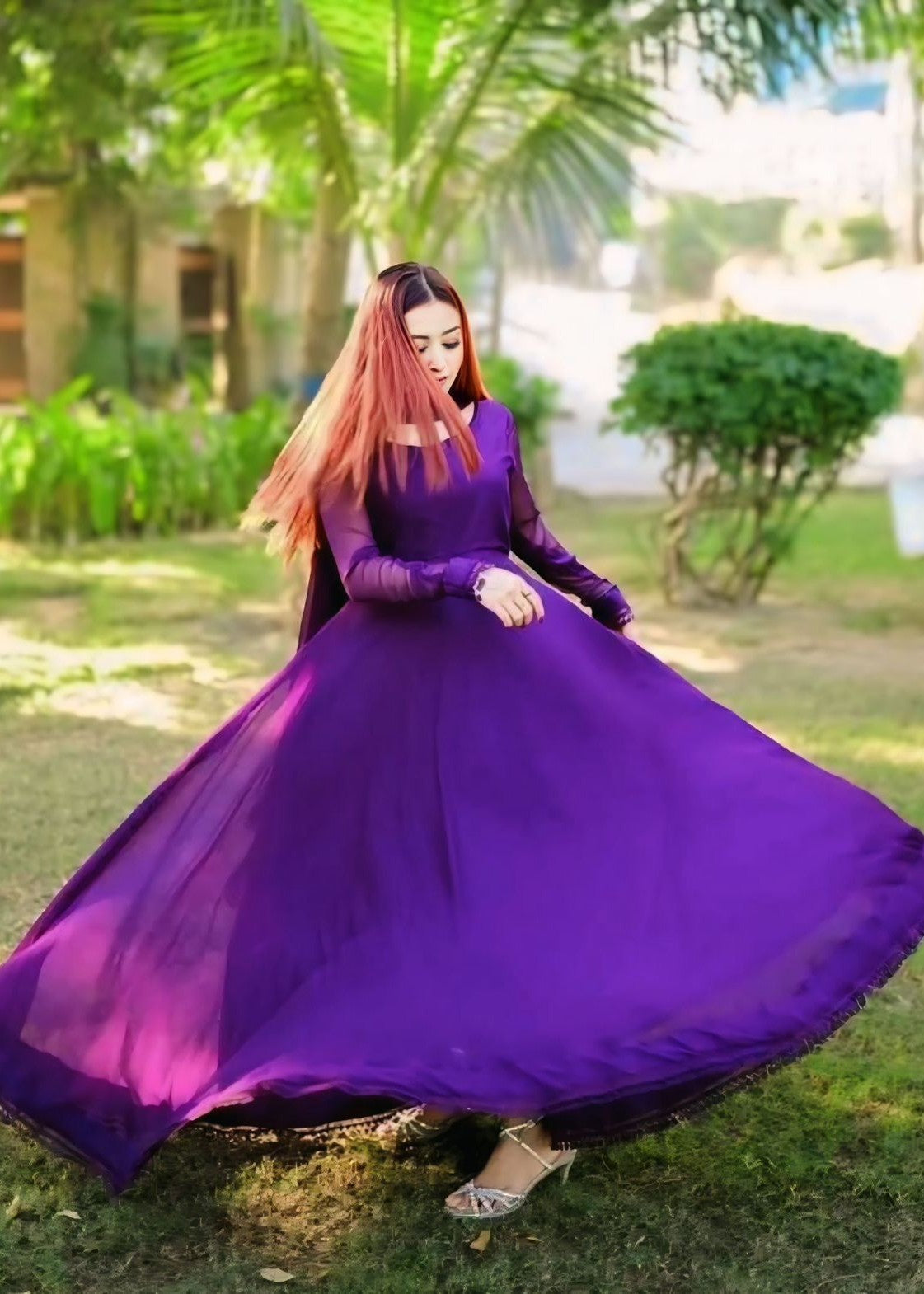 Anabiya Riwaaj anarkali Plum Women 2pcs