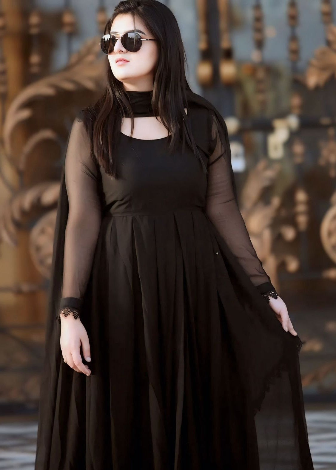 Anabiya Riwaaj anarkali black Women 2pcs