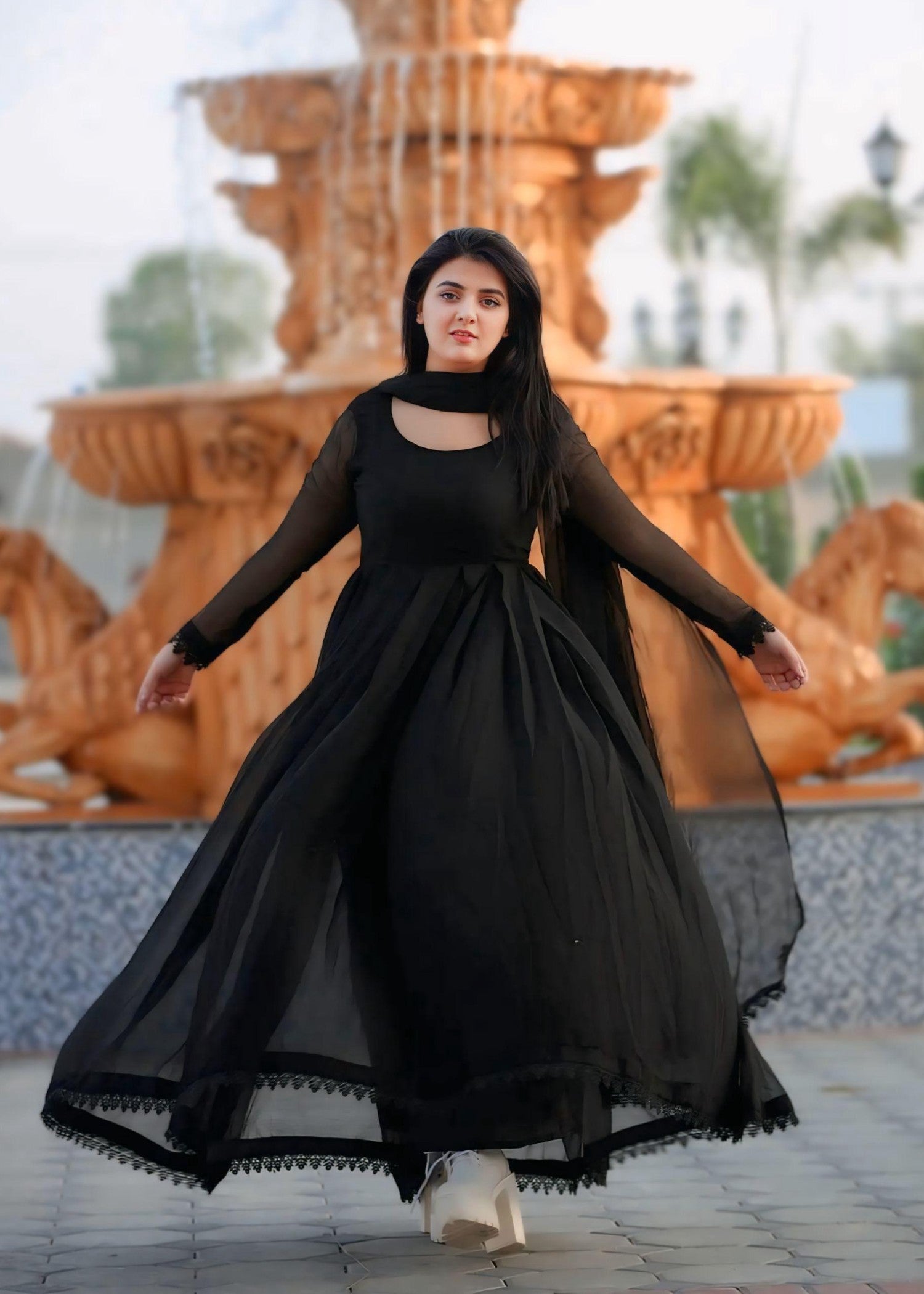 Anabiya Riwaaj anarkali black Women 2pcs