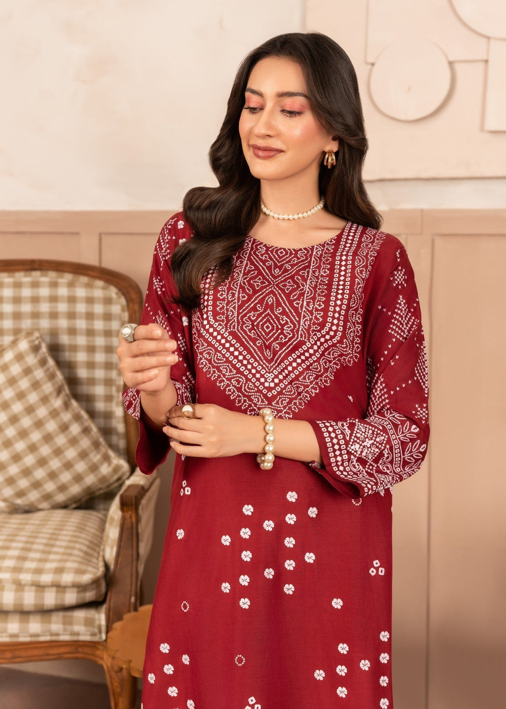 Chaudhary Arts N Chunri Printed maroon Women 2pcs