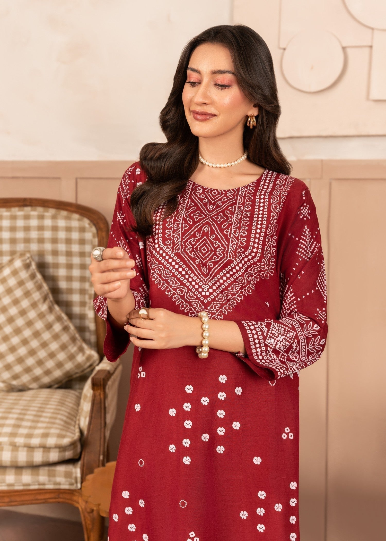 Chaudhary Arts N Chunri Printed maroon Women 2pcs