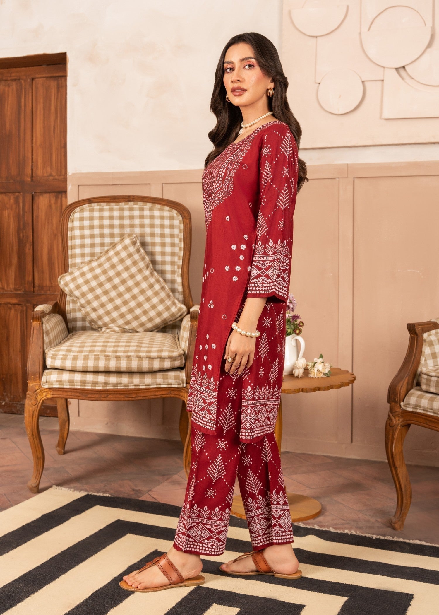 Chaudhary Arts N Chunri Printed maroon Women 2pcs