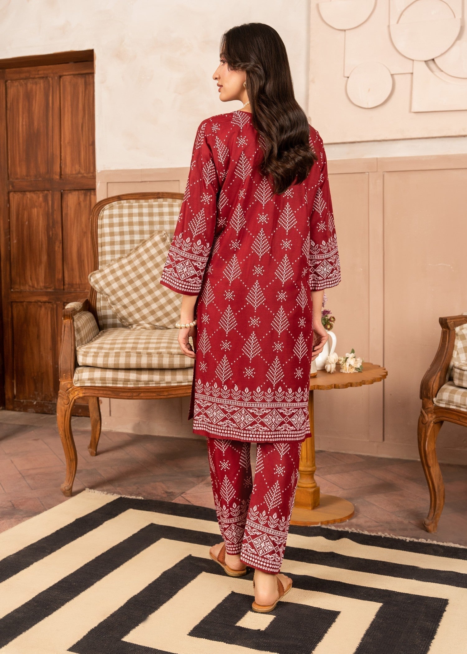 Chaudhary Arts N Chunri Printed maroon Women 2pcs