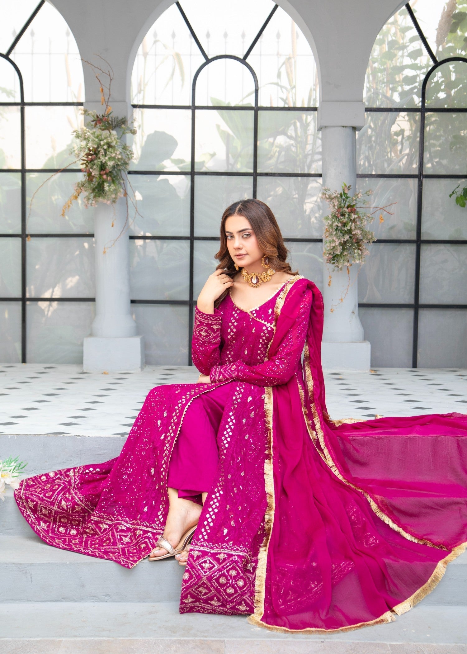 Manahils KURTI 099 MAGENTA Women 3pcs