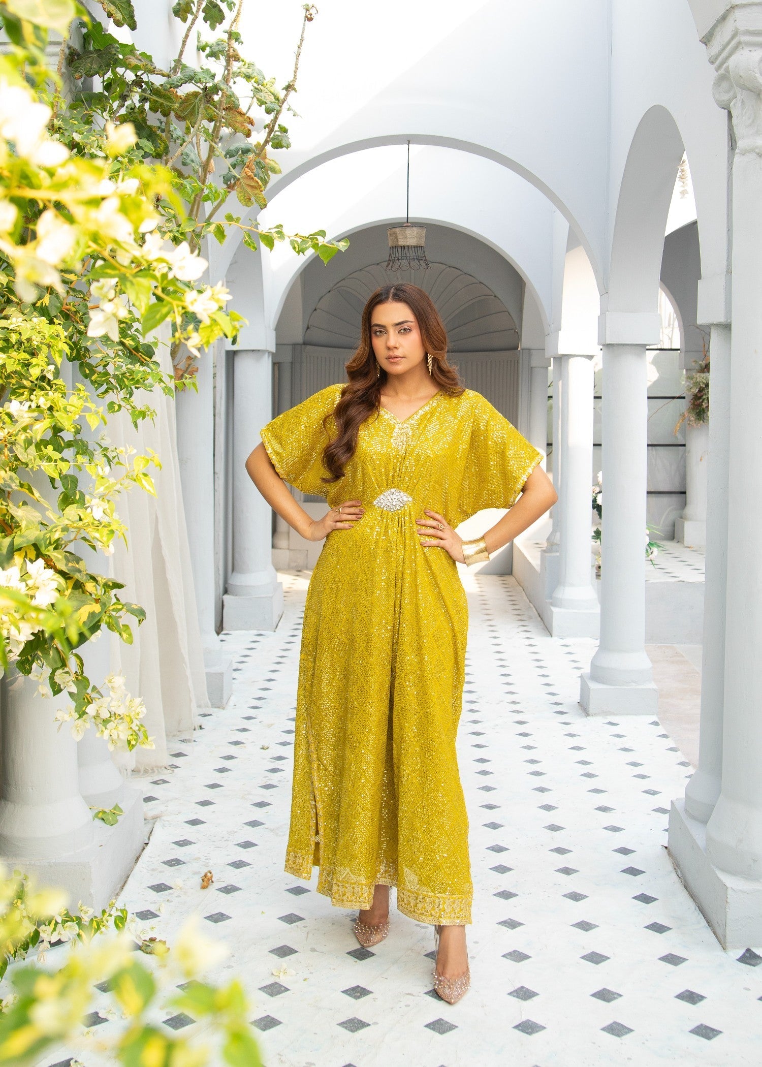 Manahils WA 03 KAFTAN MUSTARD Women 2pcs