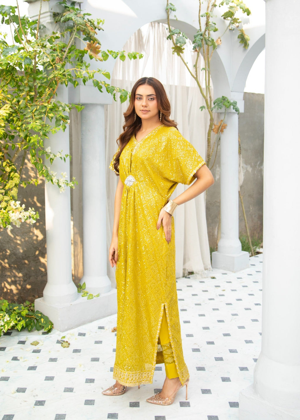 Manahils WA 03 KAFTAN MUSTARD Women 2pcs