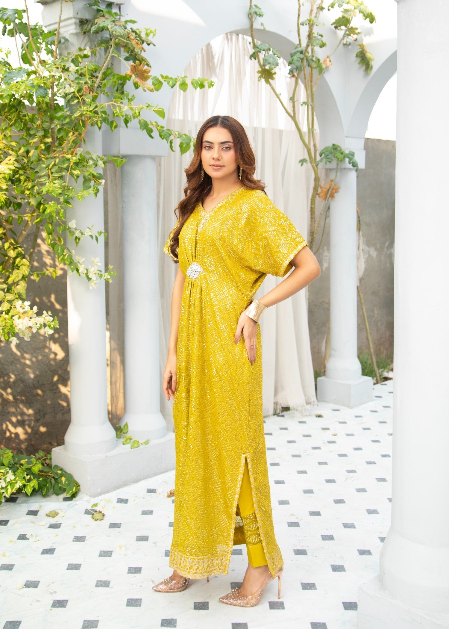 Manahils WA 03 KAFTAN MUSTARD Women 2pcs