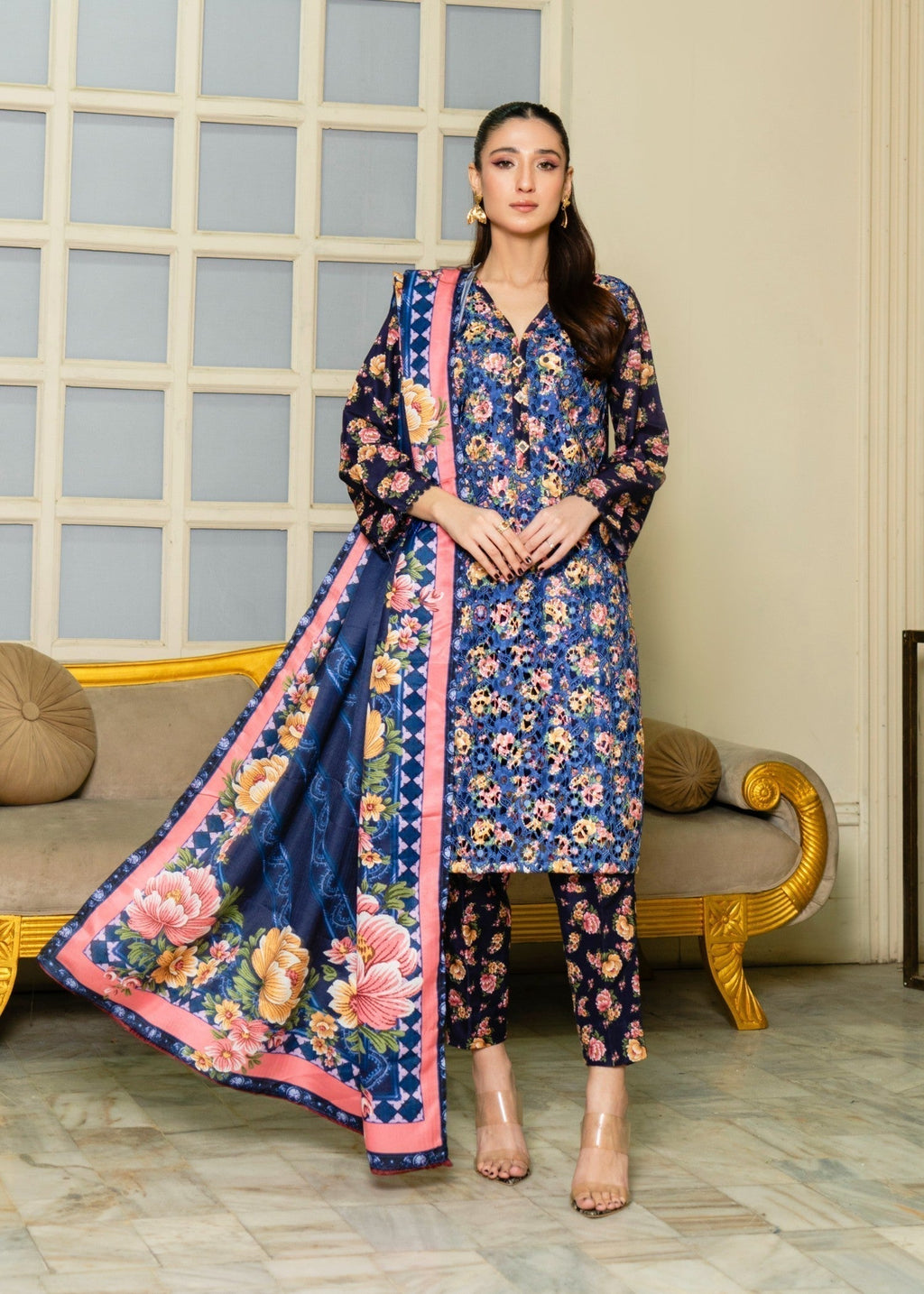 Sahibas By Mirza Kanwal Blue Women 3pcs