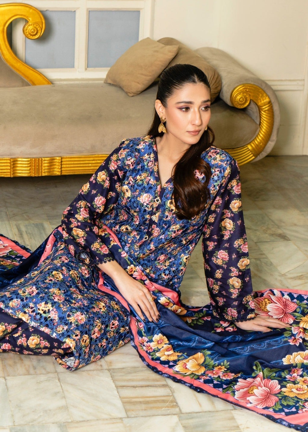 Sahibas By Mirza Kanwal Blue Women 3pcs