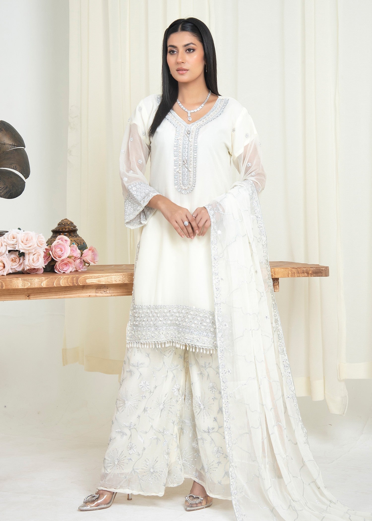 Rangoon Clothing Nazeen White Women 3pcs