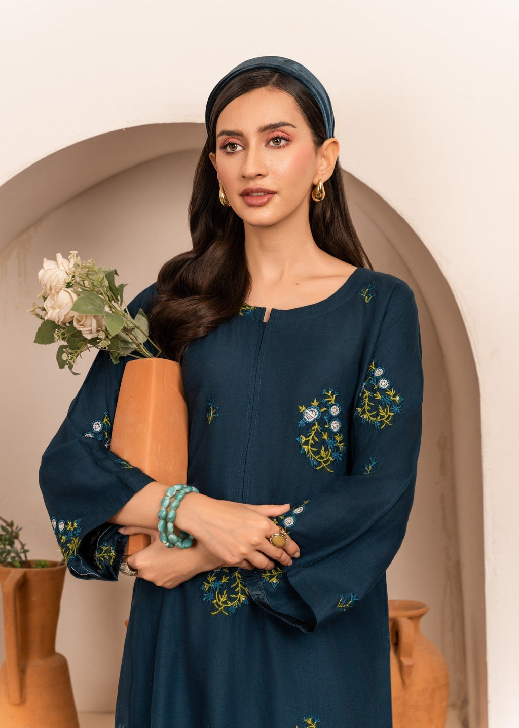 Chaudhary Arts Tulip Embroidered (teal) Women 2pcs