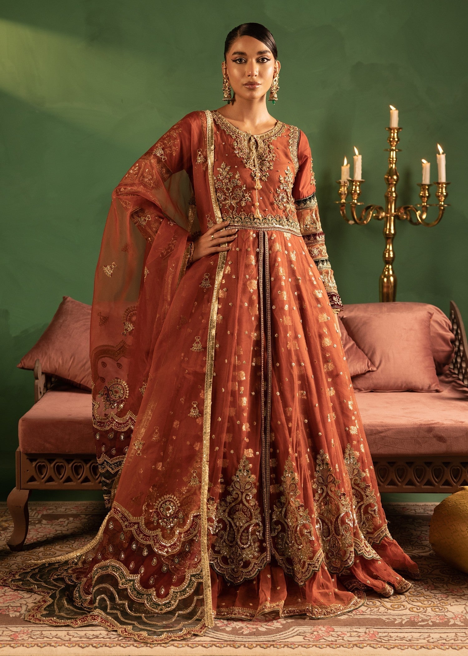 Diara Couture ANARKALI US 607 RUST Women 3pcs