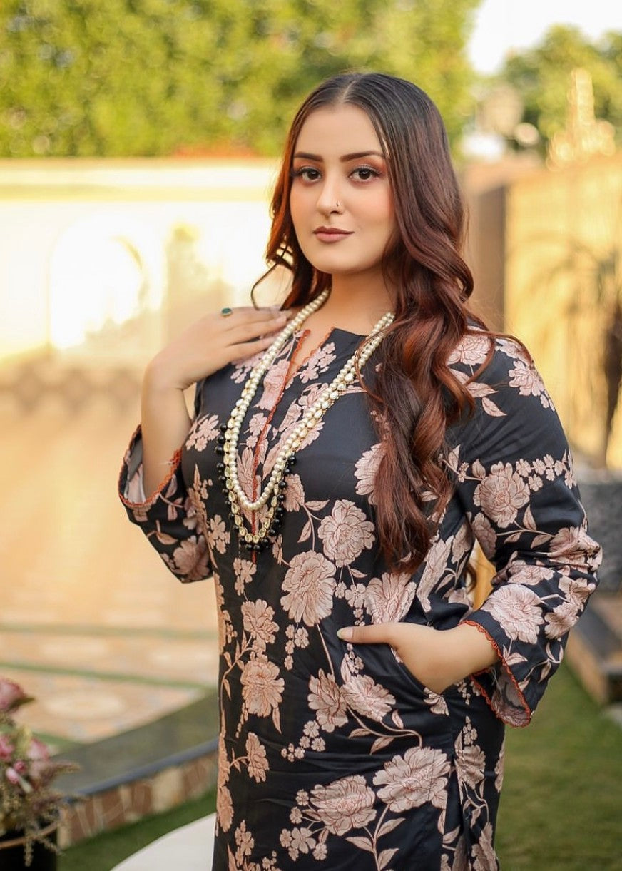 Muscat by Adeela Floral Black Women 2pcs