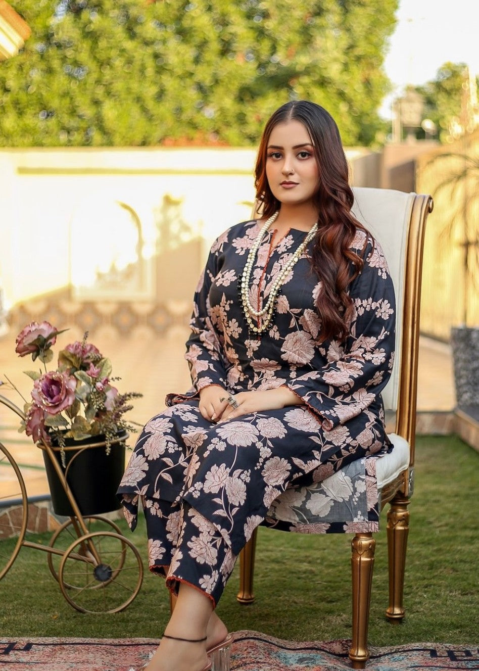 Muscat by Adeela Floral Black Women 2pcs
