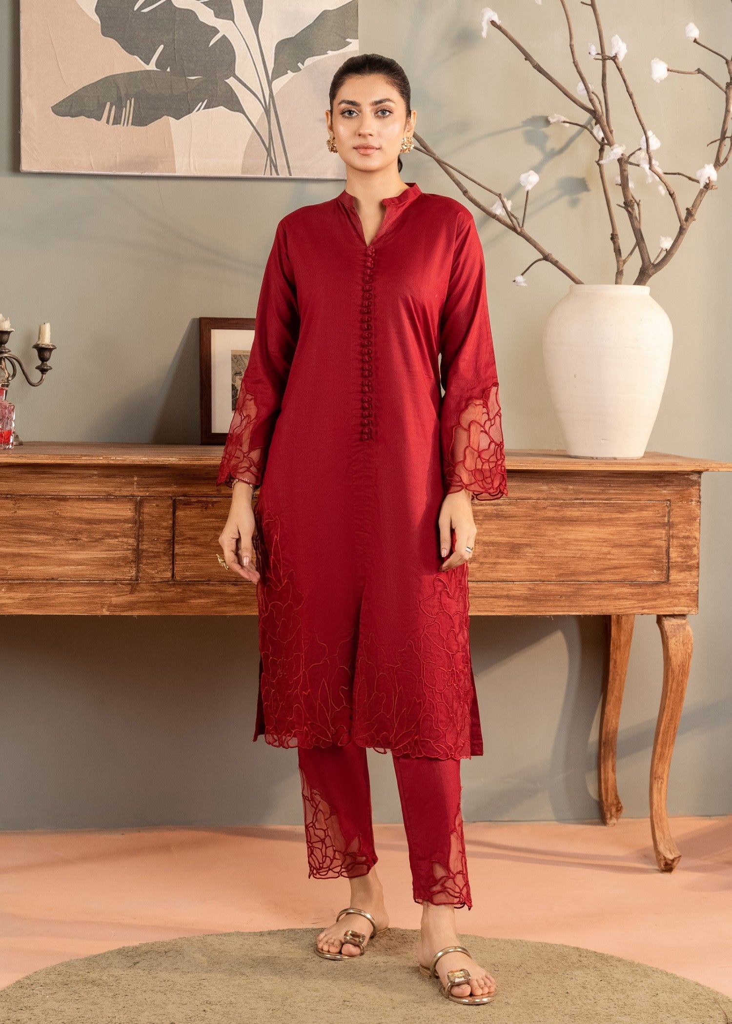 Sahibas By Mirza Wine Women 2pcs