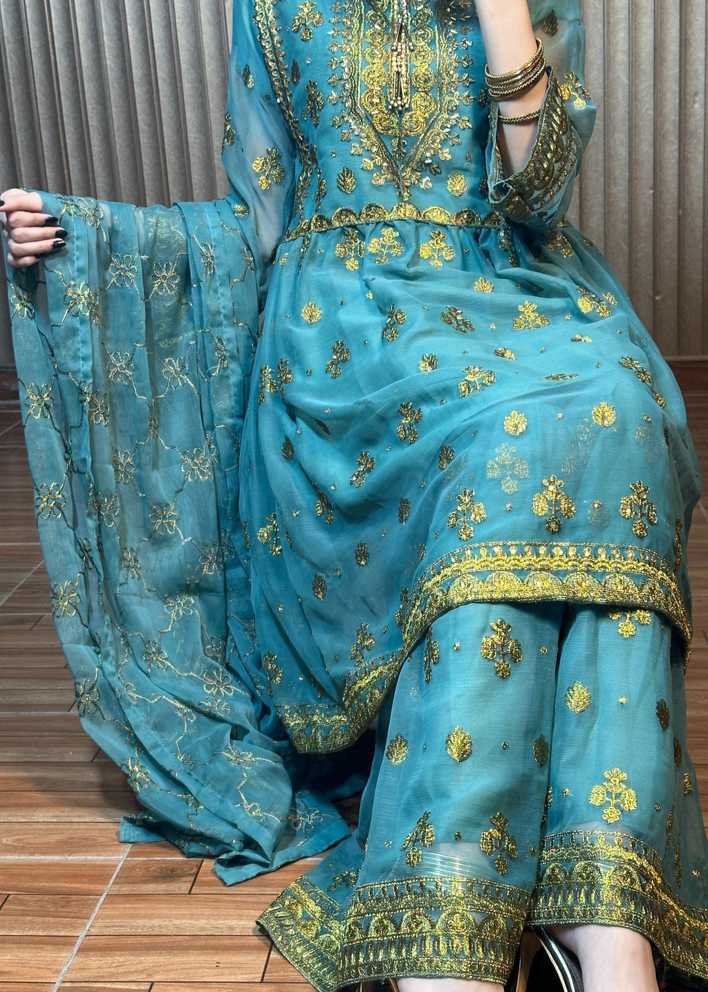 Four Season Boutique LACHA DOTTED FROK SEA GREEN Women 3pcs