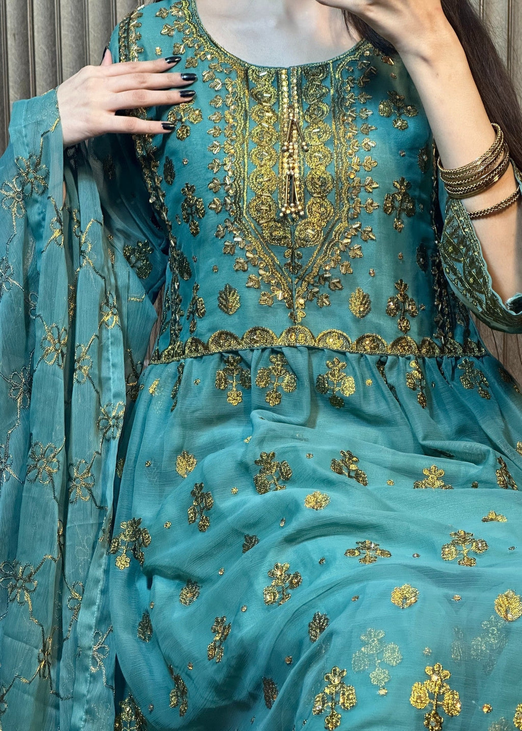 Four Season Boutique LACHA DOTTED FROK SEA GREEN Women 3pcs