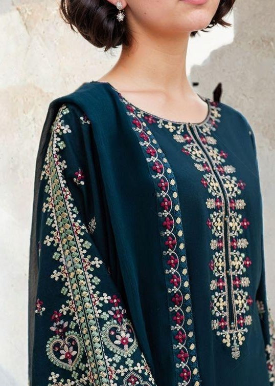 Chaudhary Arts Aadab Embroidered teal Women 3pcs