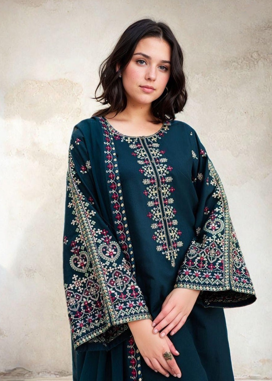 Chaudhary Arts Adab teal Women 3pcs