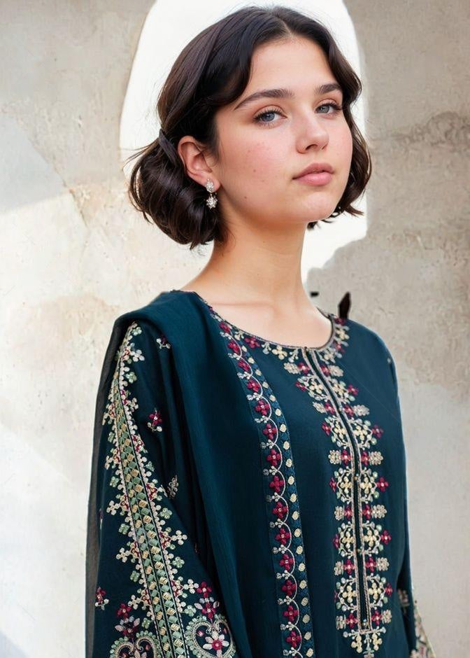 Chaudhary Arts Adab teal Women 3pcs