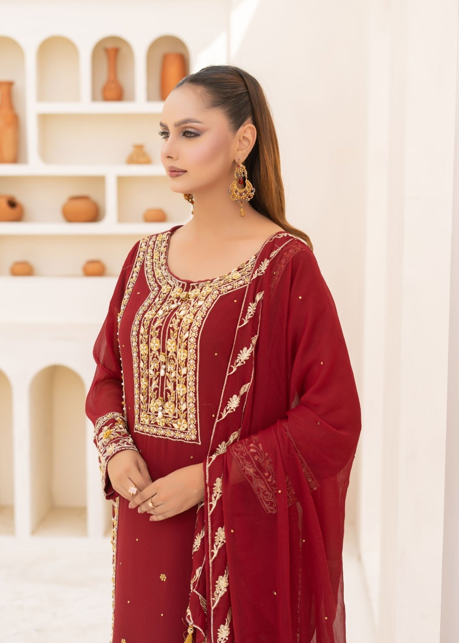 Alsiyab Haya Maroon Women 3pcs