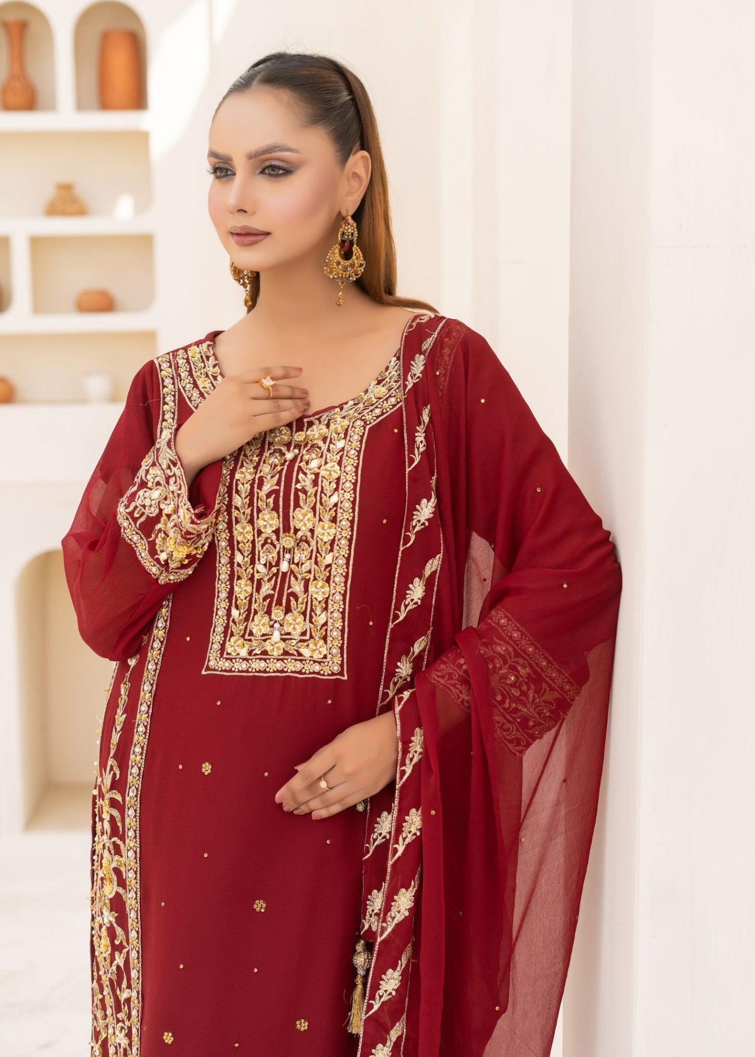 Alsiyab Haya Maroon Women 3pcs