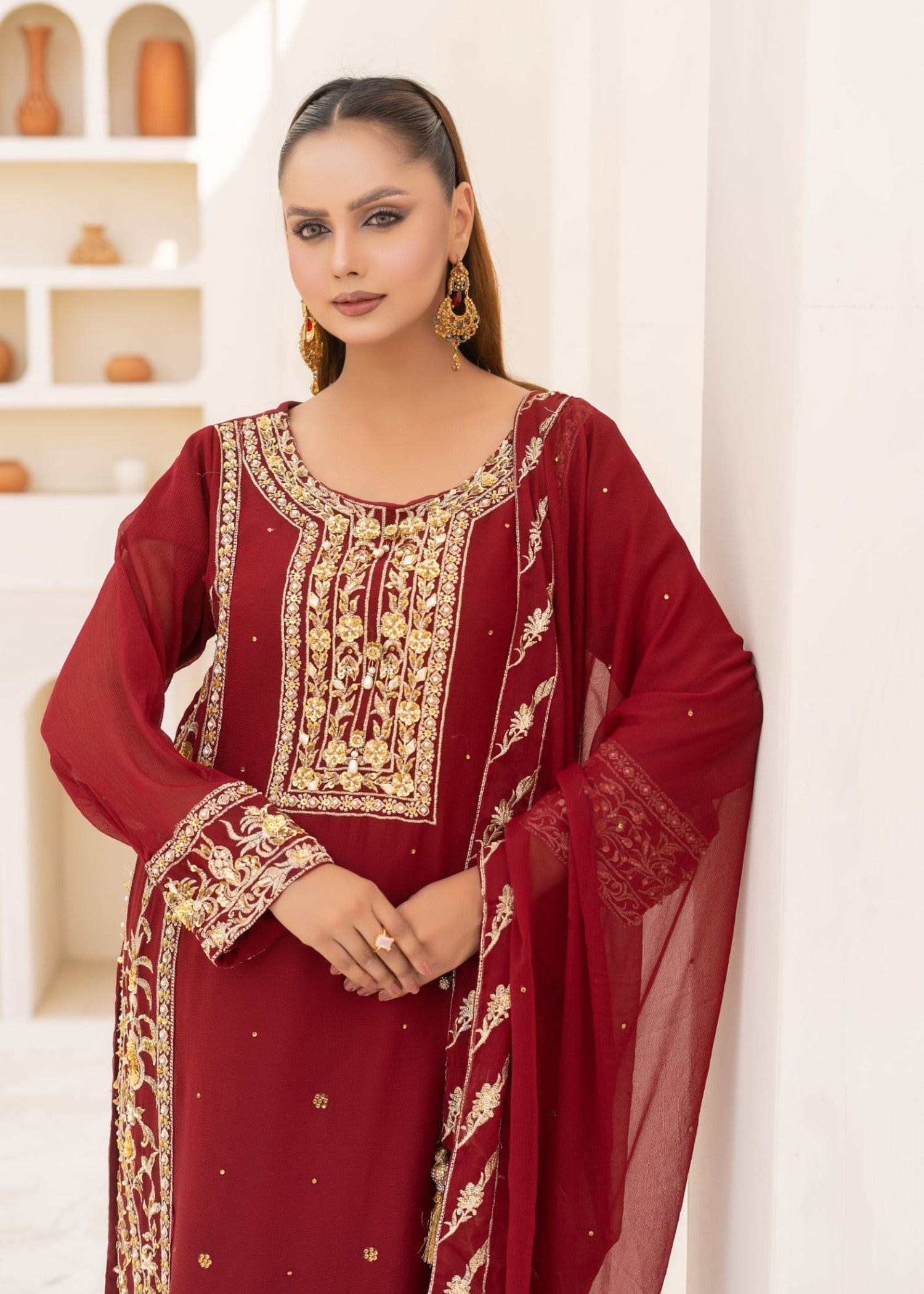 Alsiyab Haya Maroon Women 3pcs