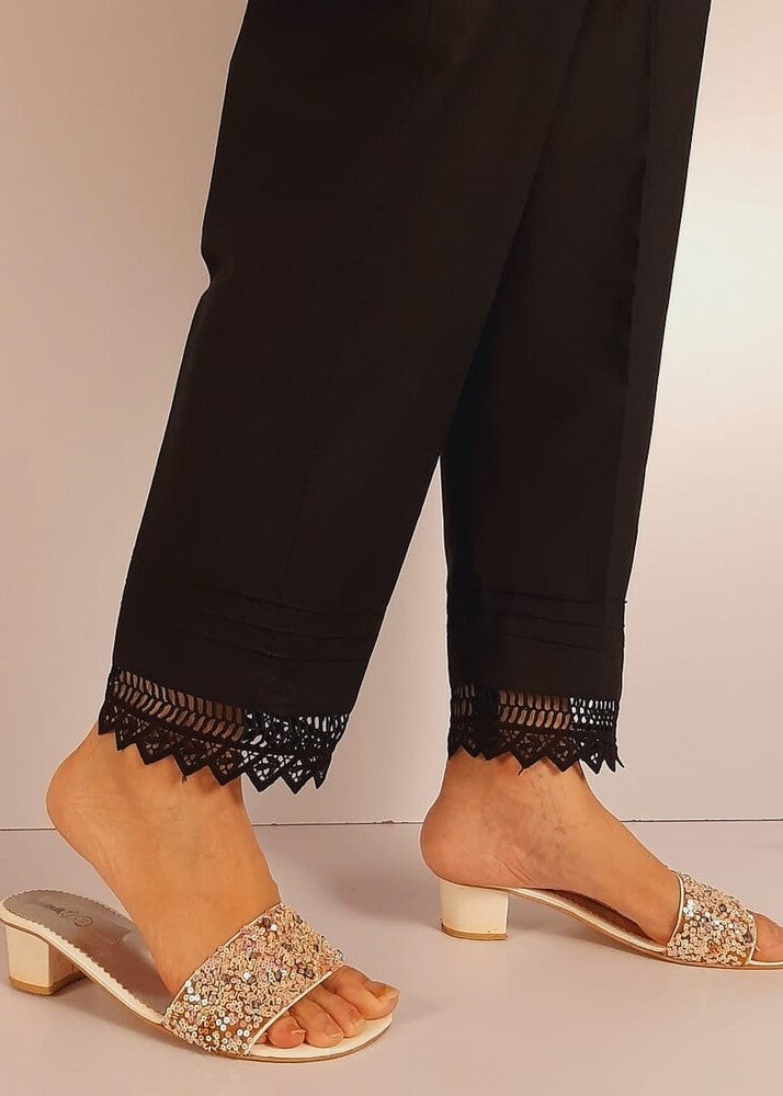 Zardi Cotton Trouser With Bottom Lace Black ZT544 Women 1pcs
