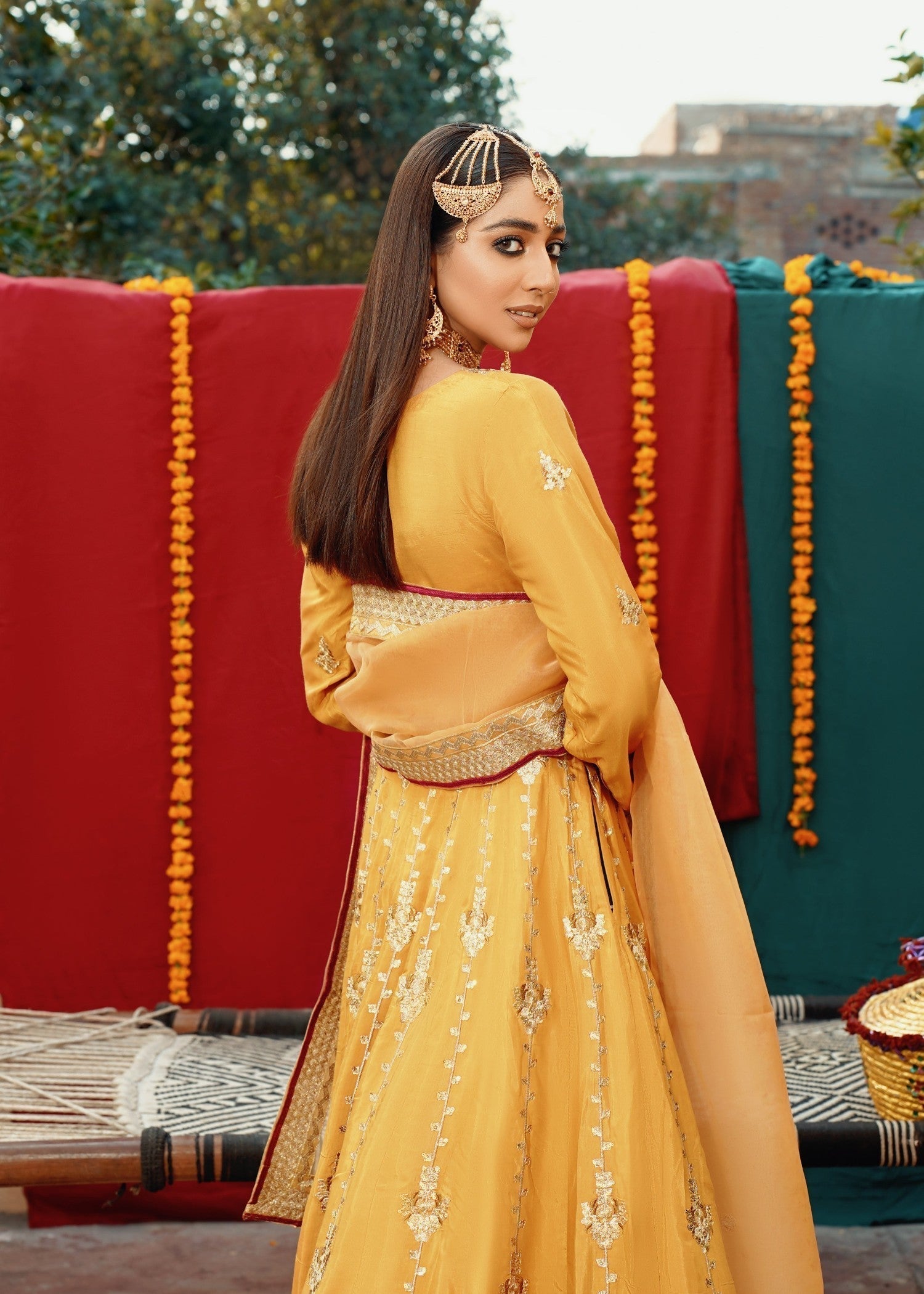 Akhrot Clothing Mustard Lehnga Choli Women 3pcs