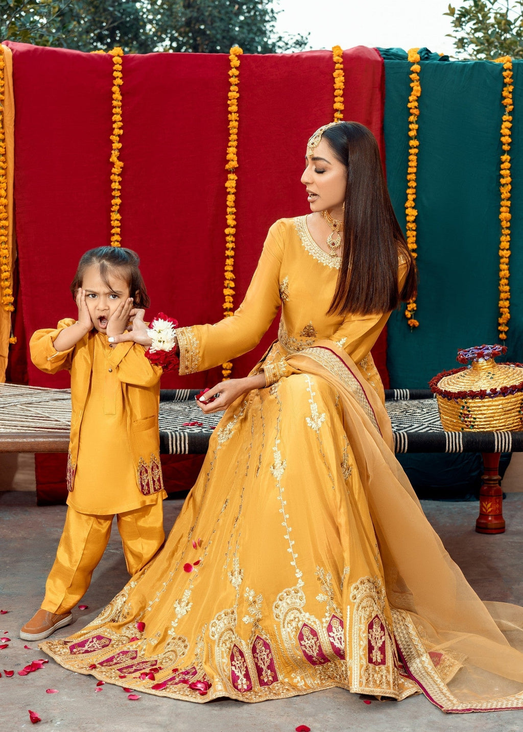 Akhrot Clothing Mustard Lehnga Choli Women 3pcs