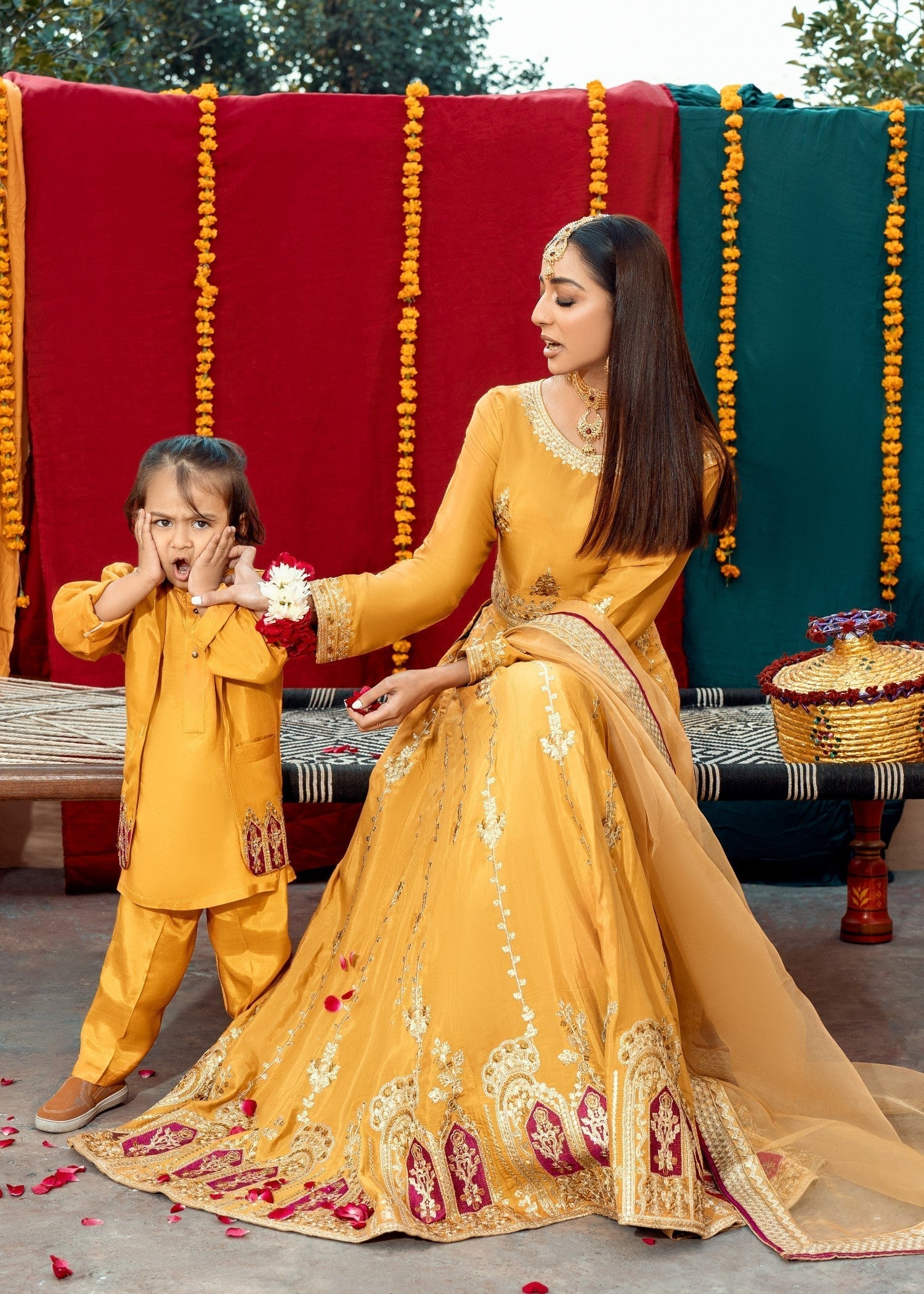 Akhrot Clothing Mustard Lehnga Choli Women 3pcs
