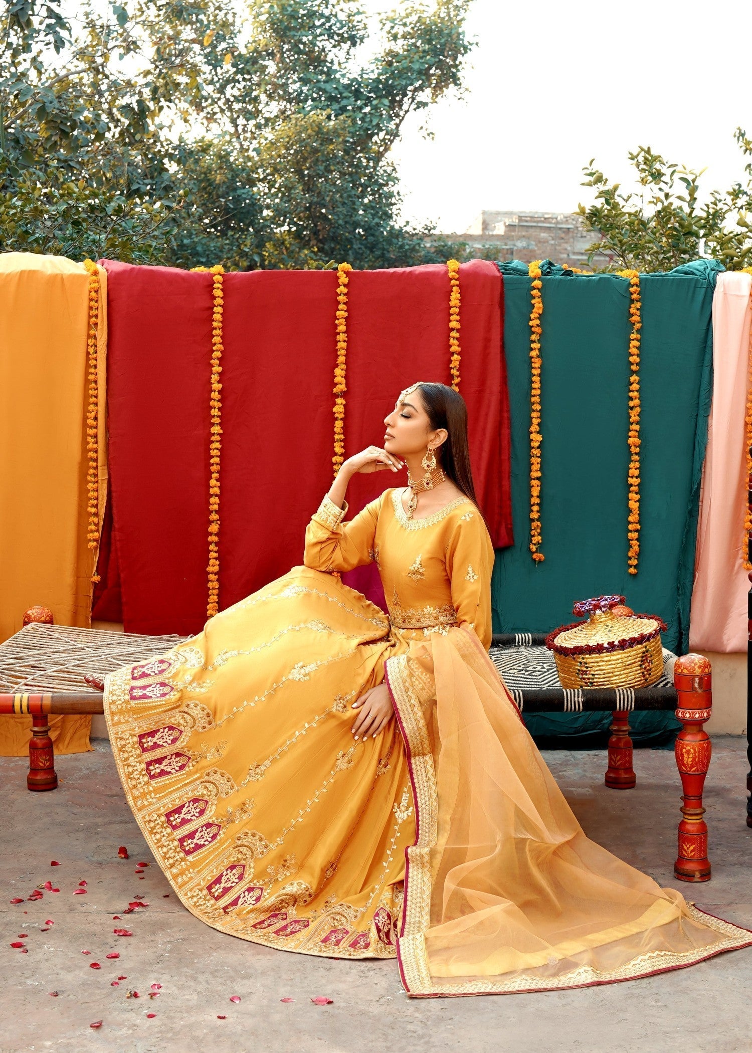 Akhrot Clothing Mustard Lehnga Choli Women 3pcs