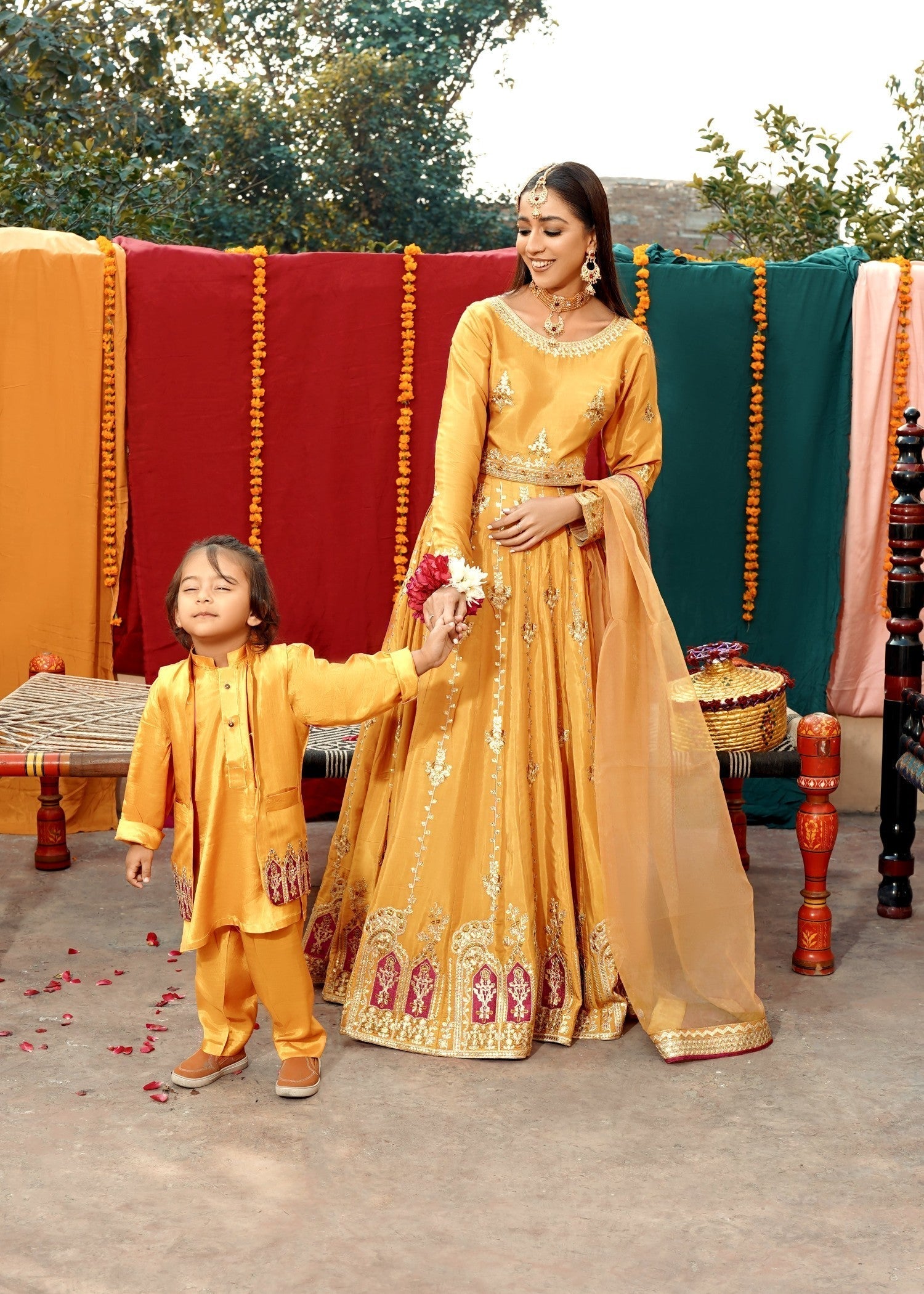 Akhrot Clothing Mustard Lehnga Choli Women 3pcs