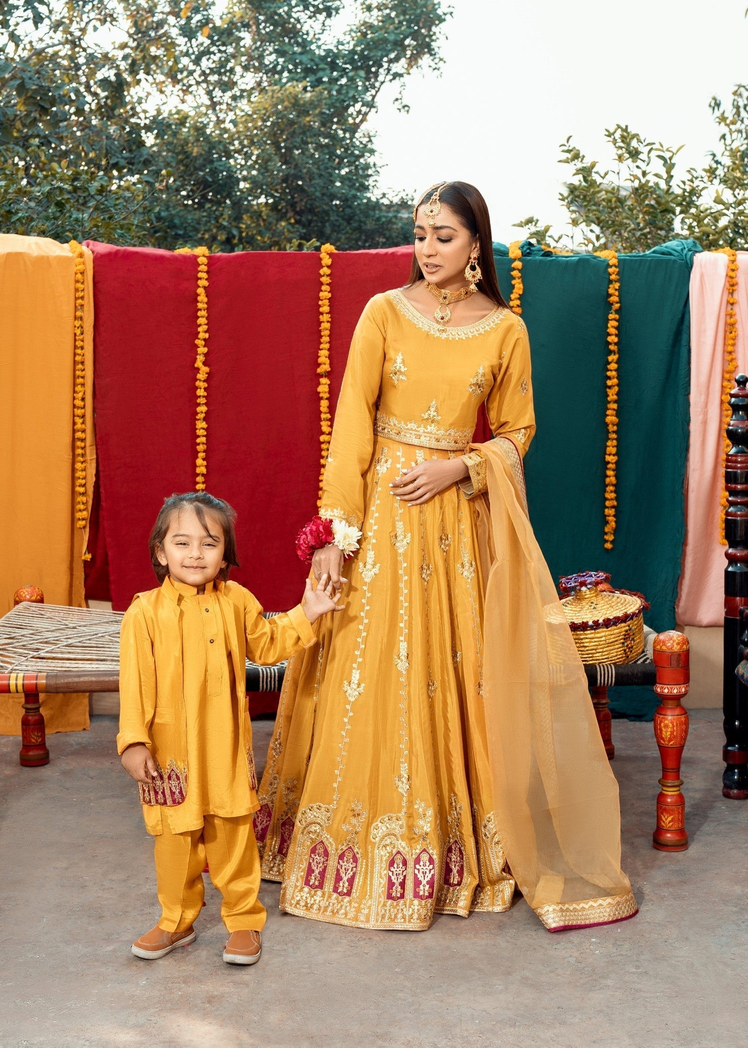 Akhrot Clothing Mustard Lehnga Choli Women 3pcs