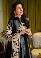 Alyssa ALL013 B BLACK RAW SILK PISHWAS SET Women 3pcs