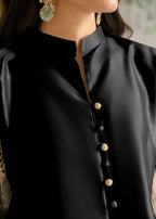 Alyssa ALL013 B BLACK RAW SILK PISHWAS SET Women 3pcs