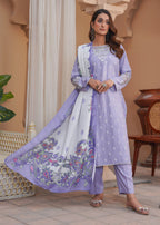 Madame Embroidered Linen Suit 7037 Women 3pcs