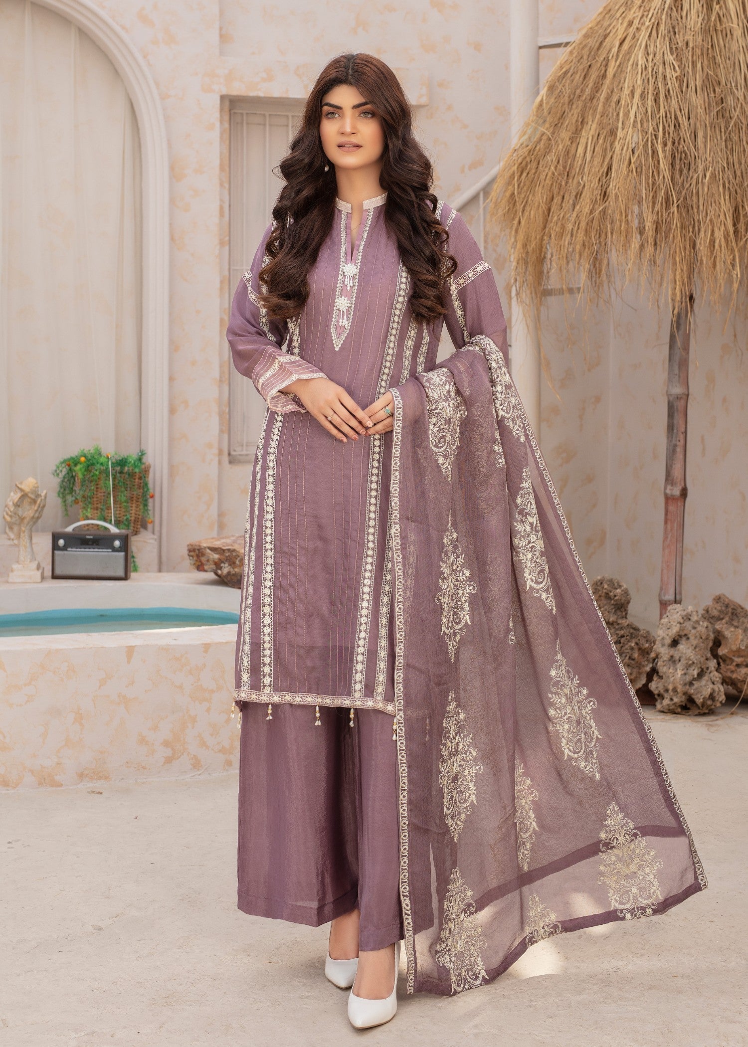 Pehnawa By Bin Akram’s BANHEAD HARMONY PRP CHIFFON Women 3pcs