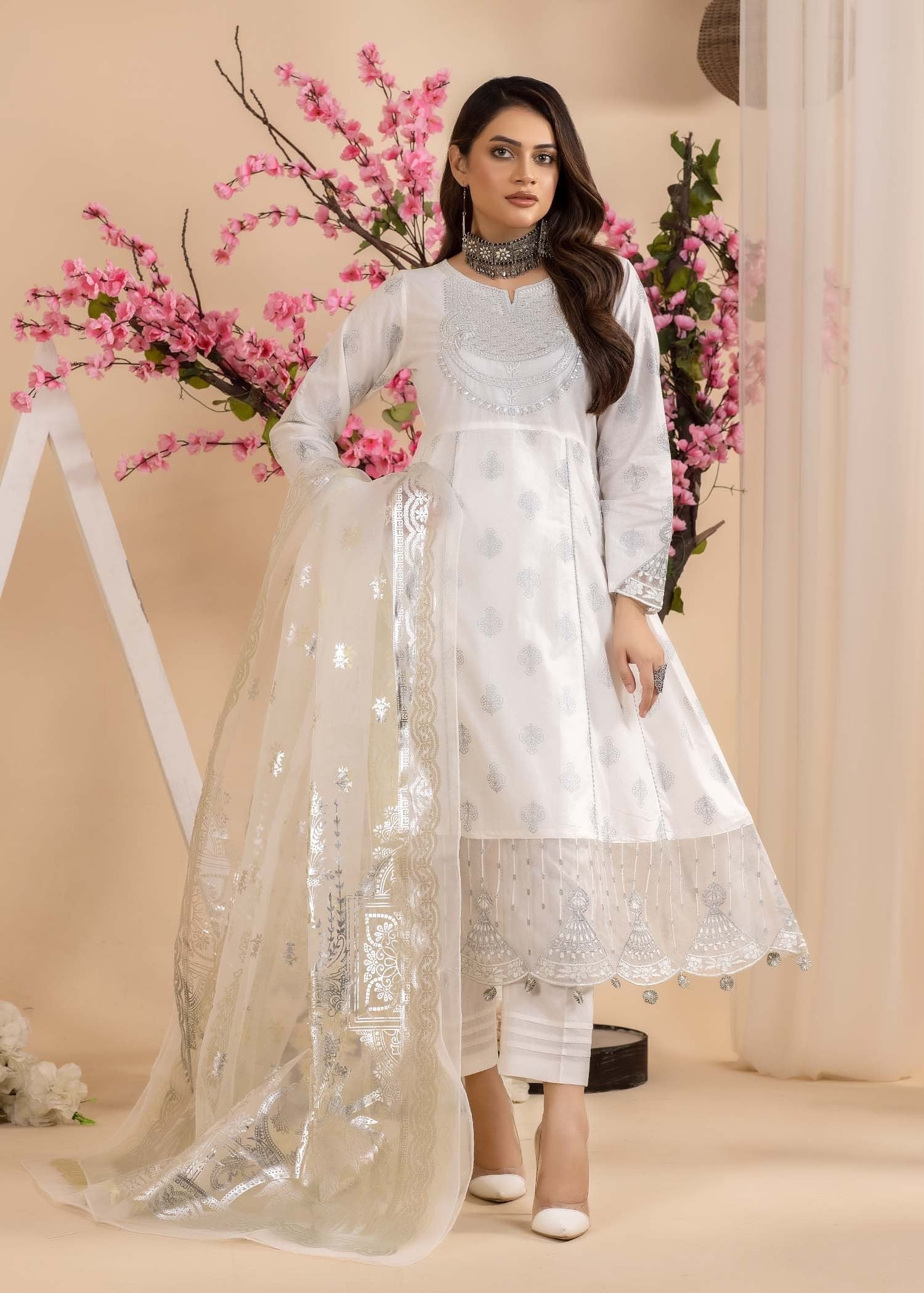 Madame Embdroidered Frock Suit 2633 Women 3pcs