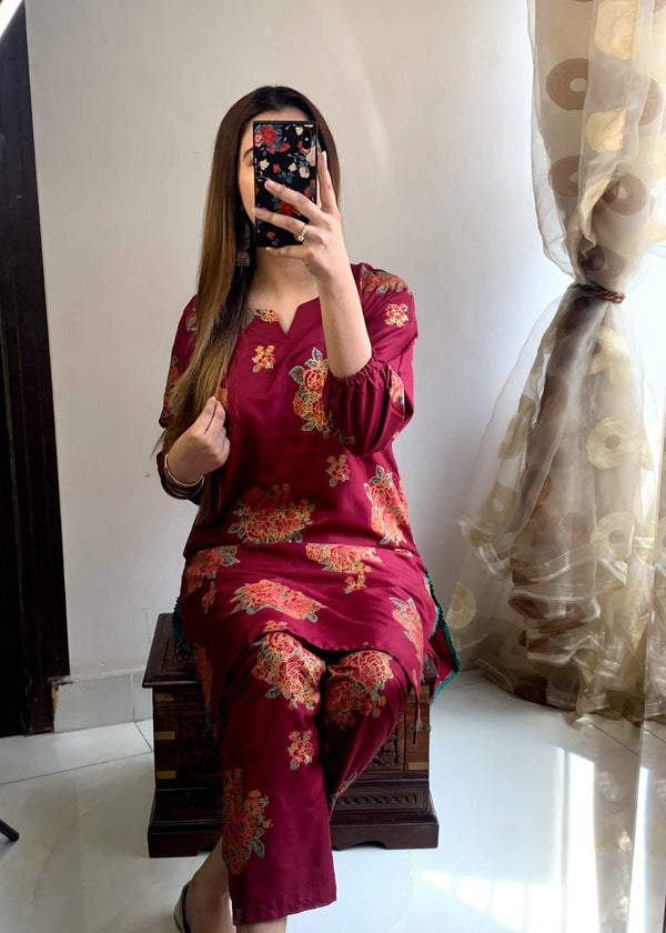 Gulposh Ghulab (Stitched ) Mehroon Women 2pcs