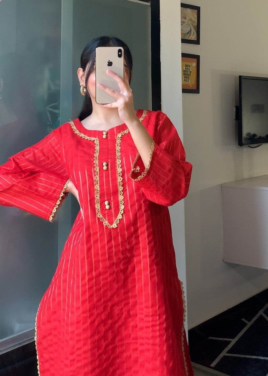 Tawakal Closet Rang Rasiya Khaddar Red Women 2pcs