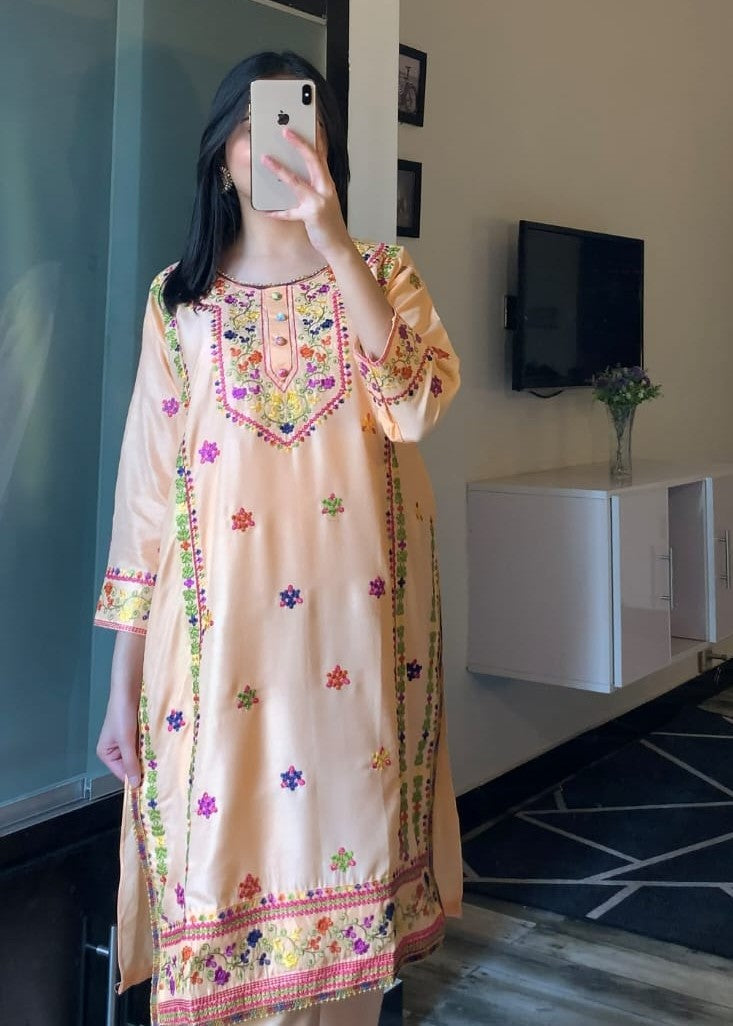 Tawakal Closet Embroidered Jasmeen Peach Color Women 2pcs