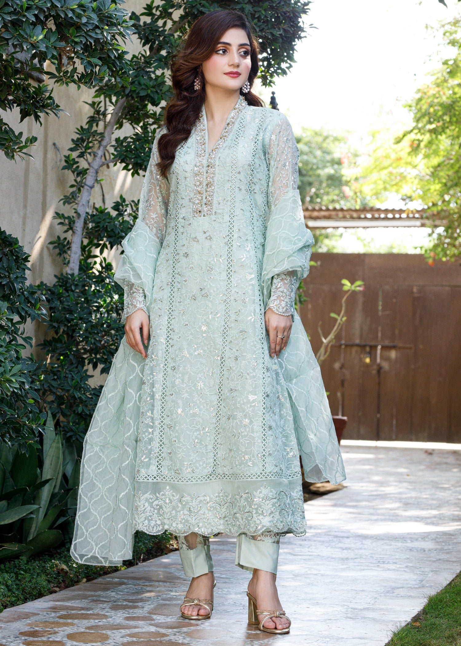 Mona Embroidery Pearl Symphony mint green Women 3pcs