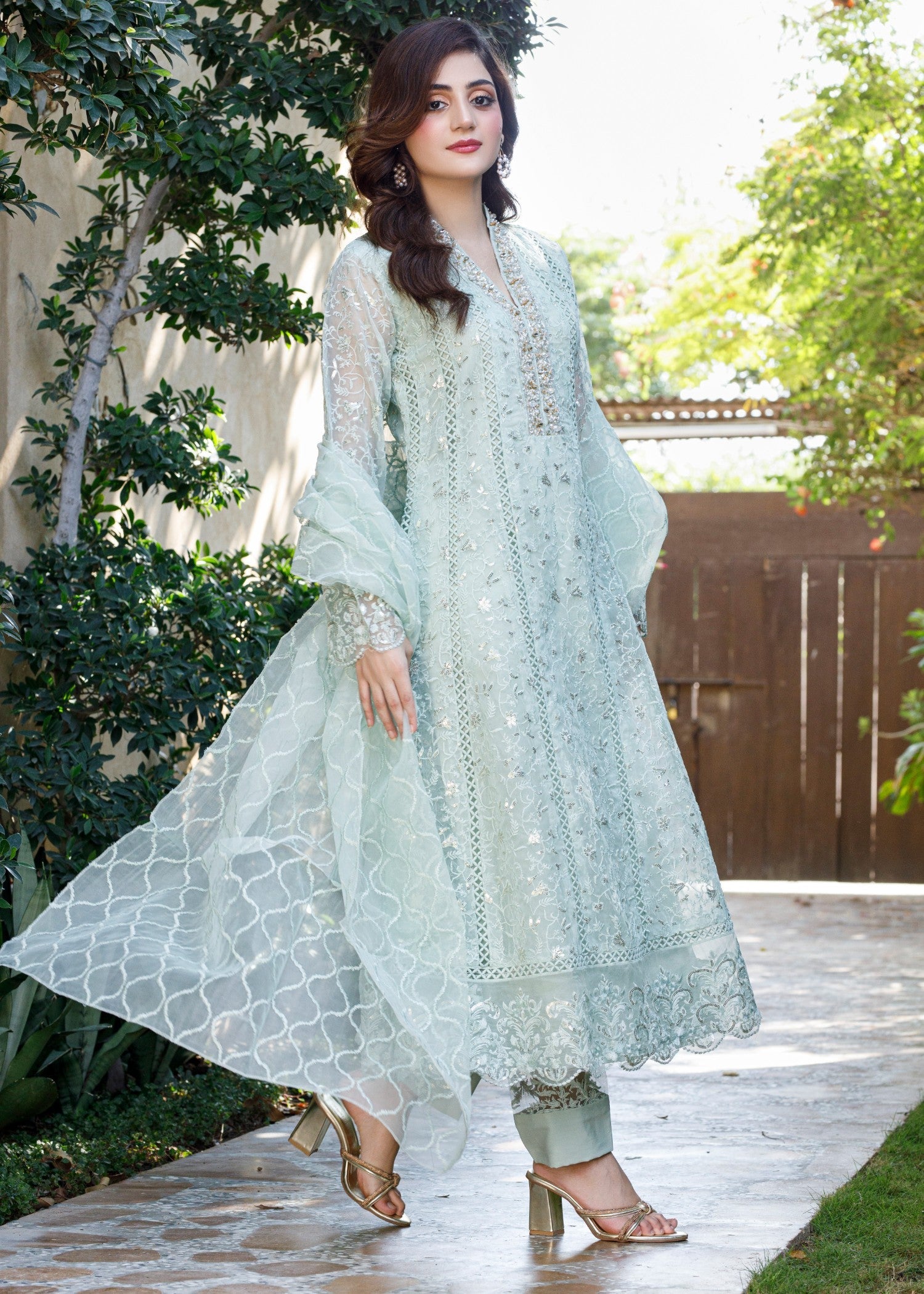 Mona Embroidery Pearl Symphony mint green Women 3pcs