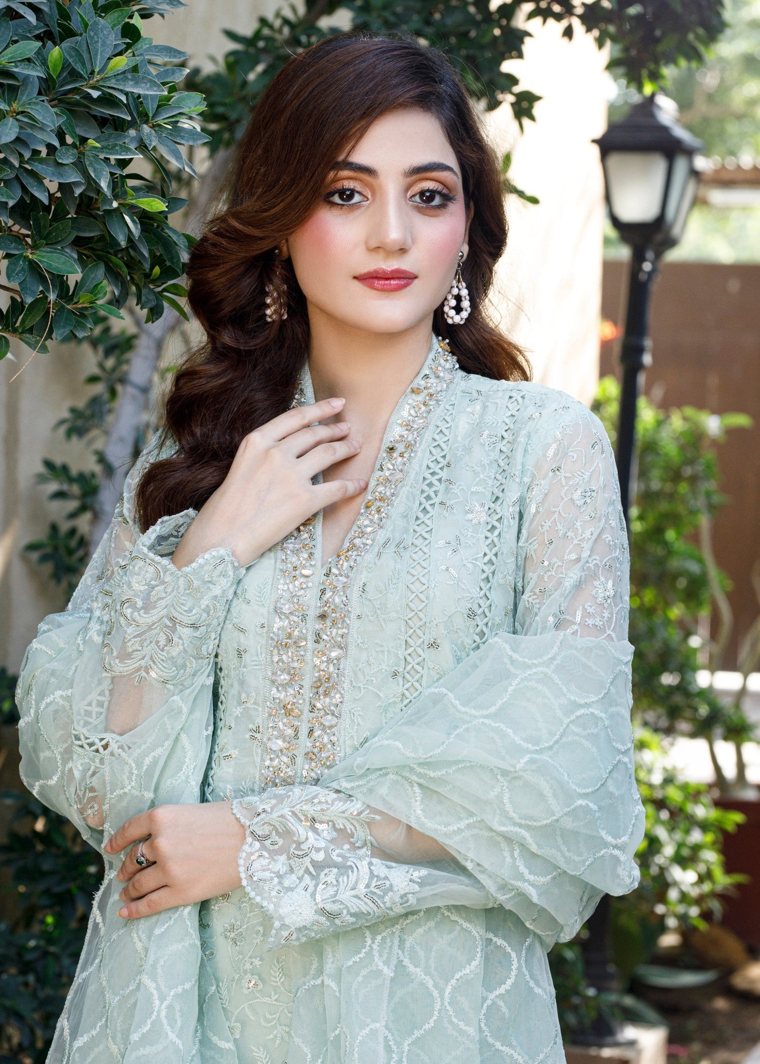 Mona Embroidery Pearl Symphony mint green Women 3pcs