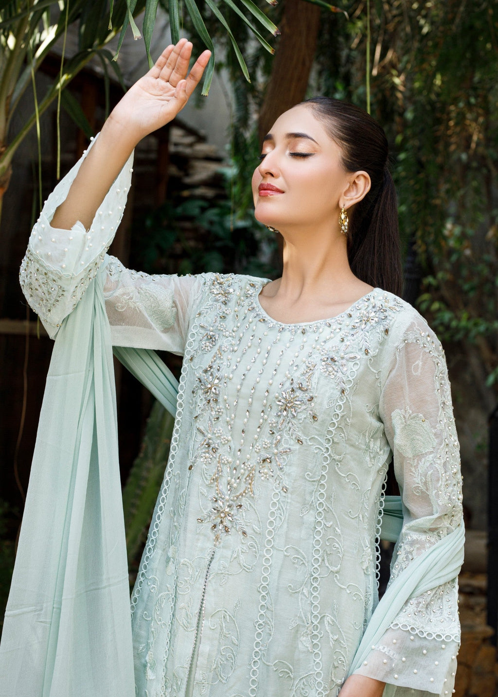 Mona Embroidery Serenade Blossom mint green Women 3pcs