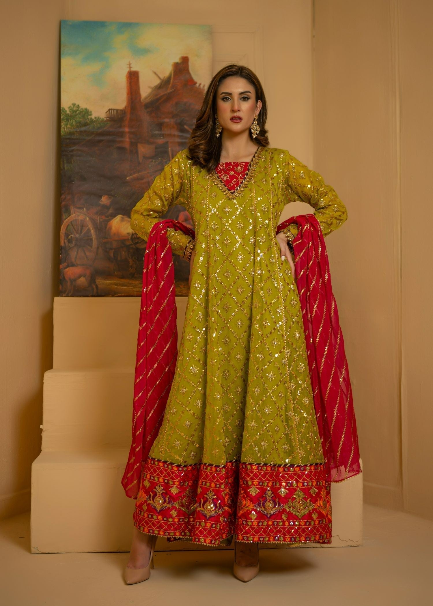 Ayesha Closet Zarqa Lime Green Women 3pcs